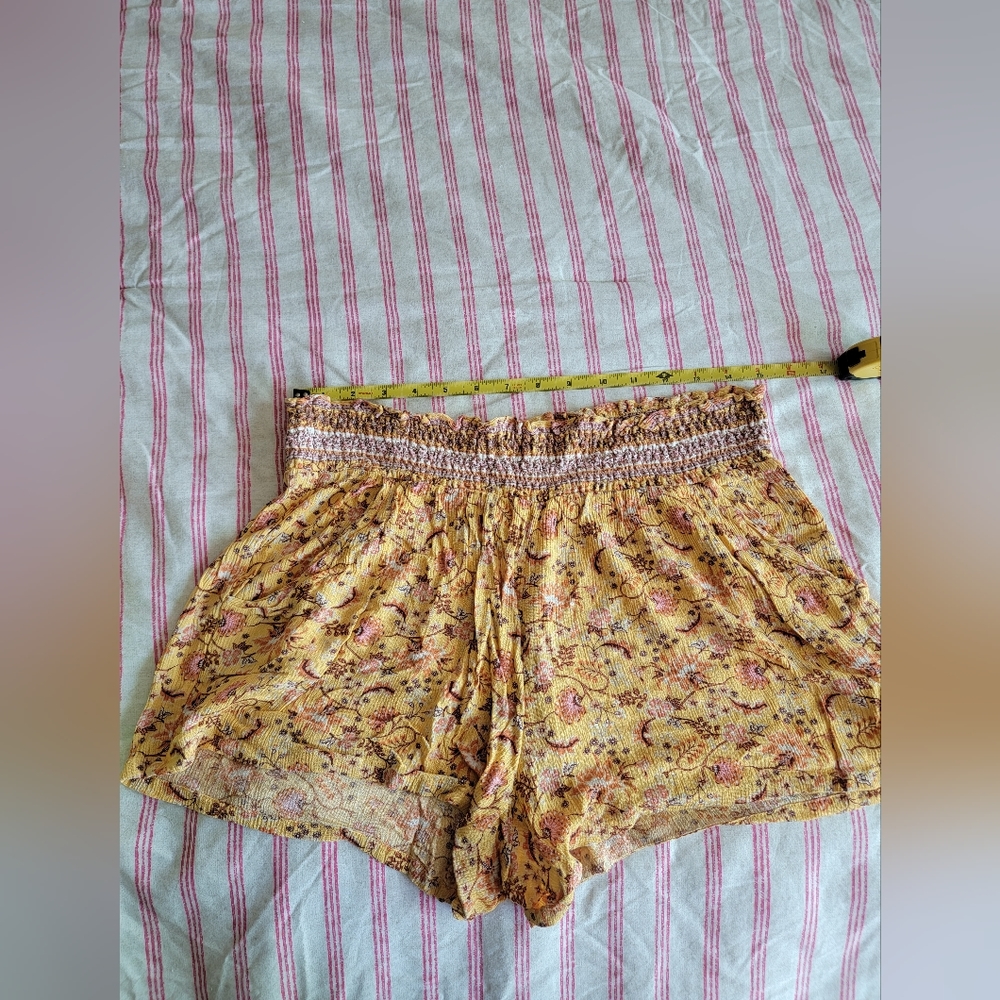 Yellow boho semi high waist shorts
